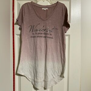 Maurices Pink and White Ombre V-Neck Tee
